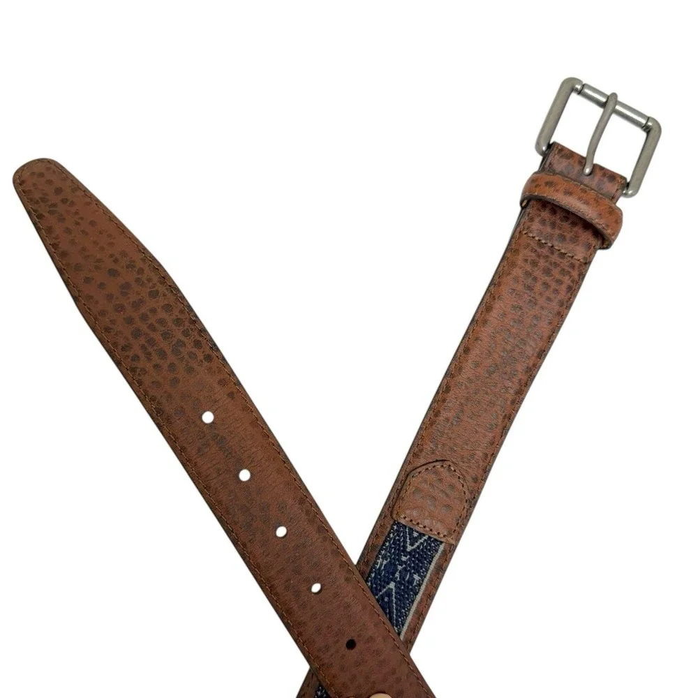Lucky Brand‎ Men's Size 32 Brown Embroidered Textured Leather Belt NWT